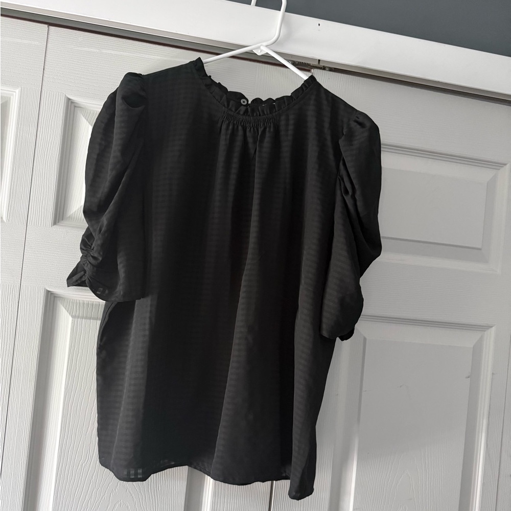 Classic Black Puff-Sleeve Women's Top- worn once